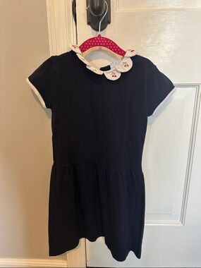bella bliss Navy Dress with White Scalloped Peter Pan Collar